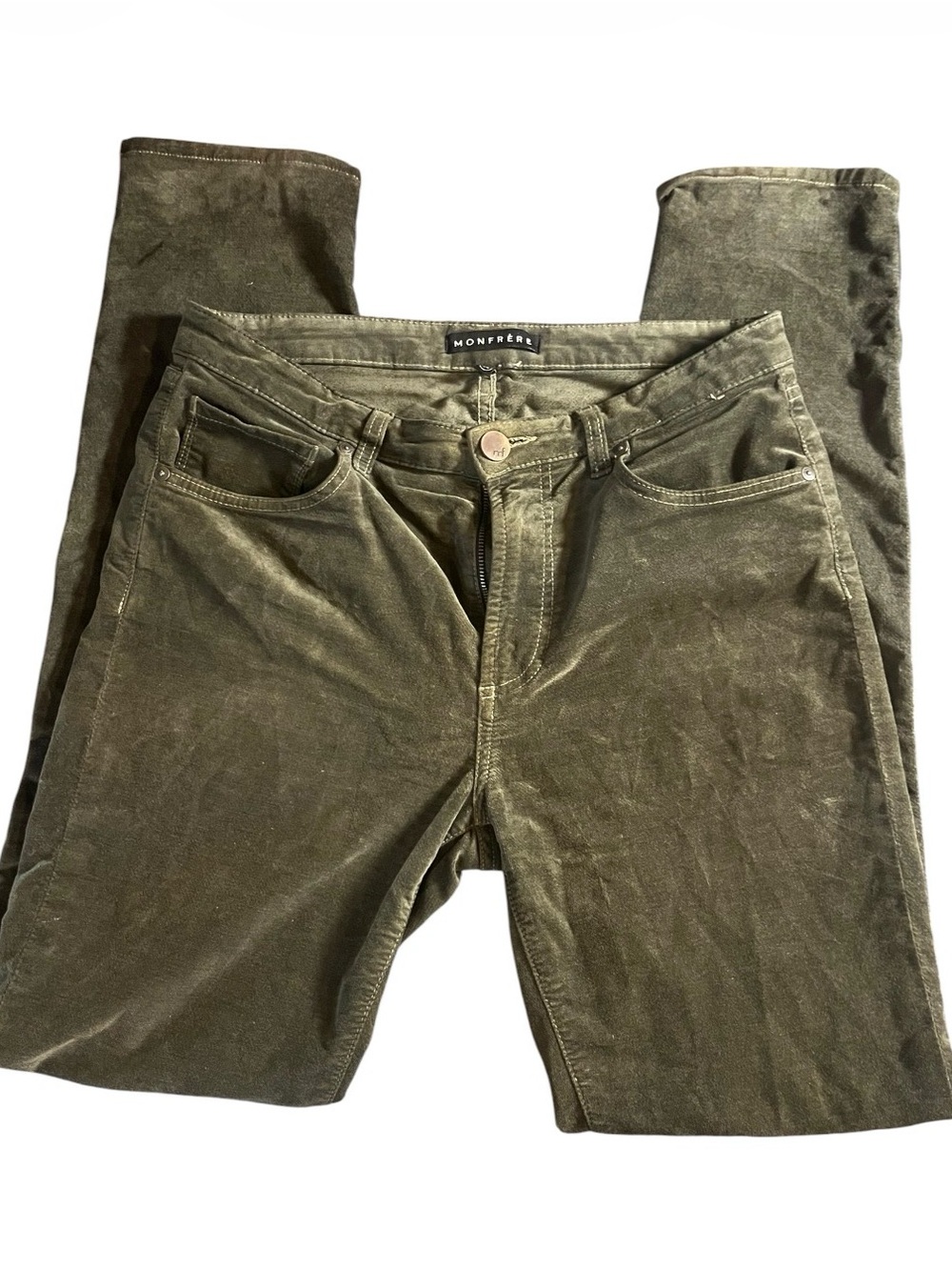 Monfère Olive fitted velvet Pants 31